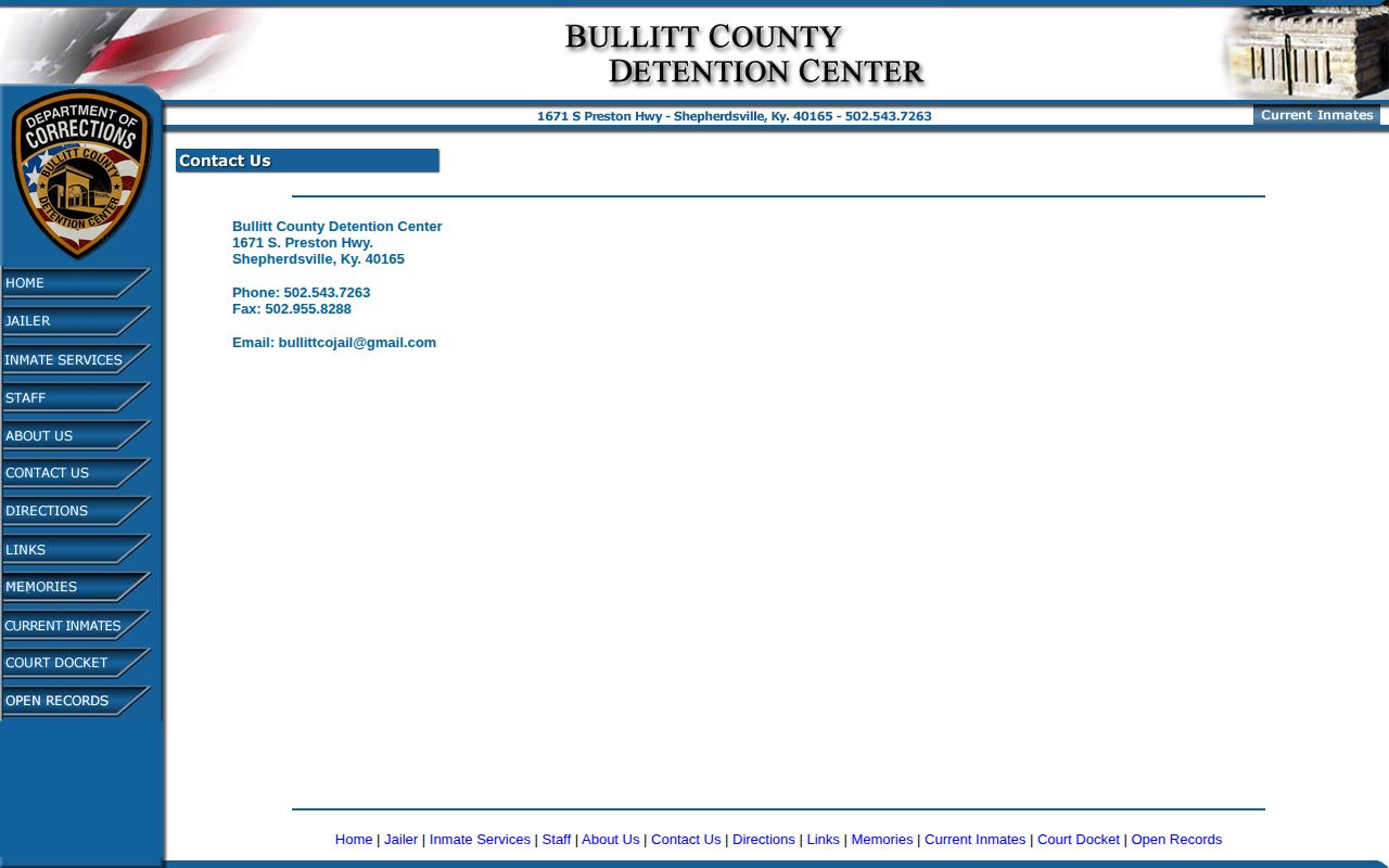 Bullitt County Detention Center release records contact information